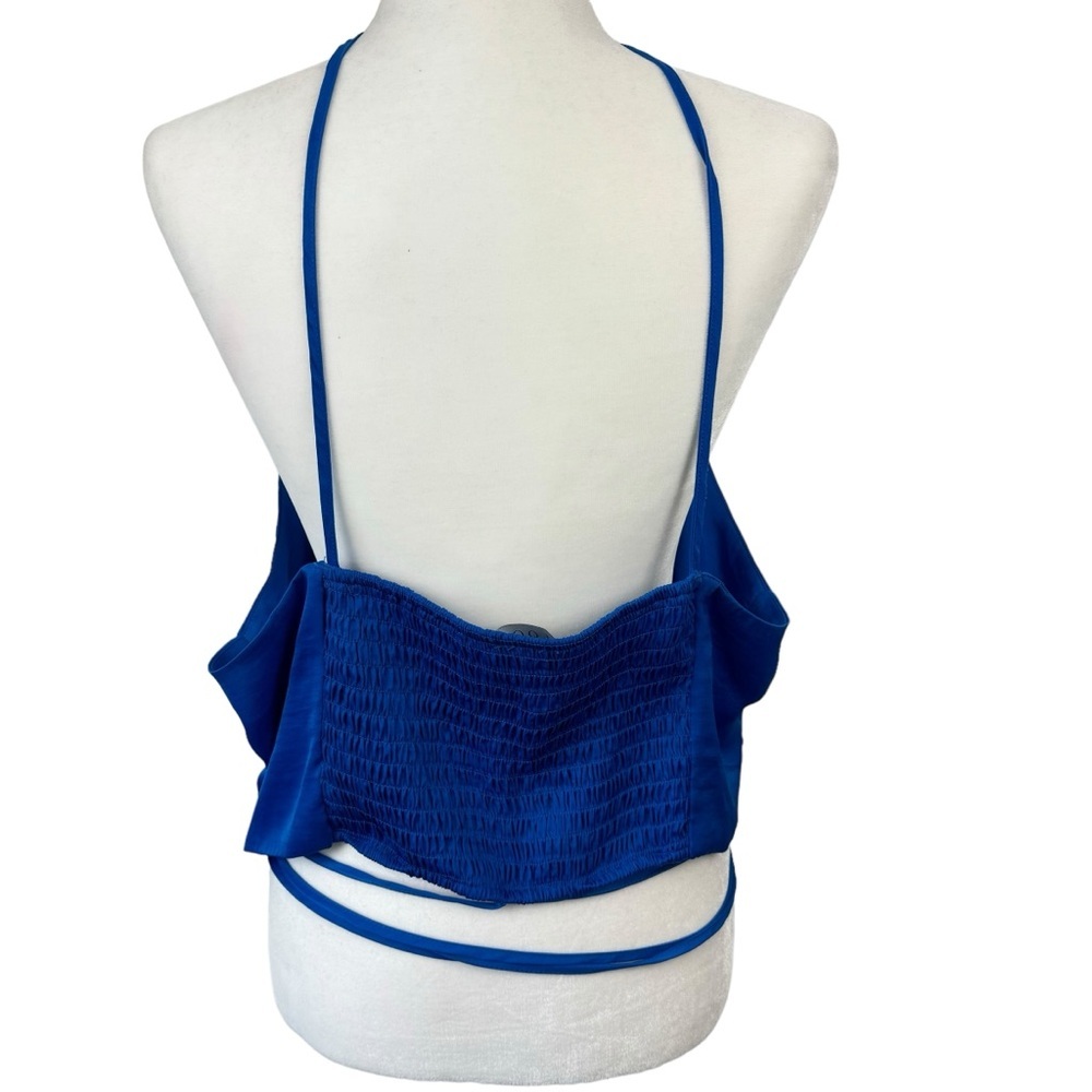 ELOQUII Bundle of 2 Satin Sheen Blue White Strappy Crop Top Plus Size 22 Tie - Picture 5 of 16